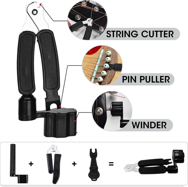 Moomuto 85PCS Guitar Accessories Kit, Include Acoustic Strings,Tuner,Capo,String Winder&Cutter,Picks,Bridge Pins,Nuts & Saddles,Finger Protector,Finger Picks,Fretboard Stickers for Guitar Players - Image 4